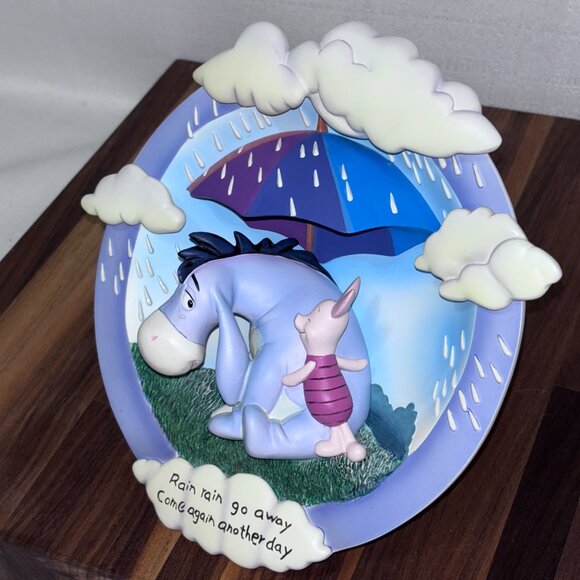 Disney Eeyore & Piglet Bradford Exchange 3D Wall Plaque Rain Rain Go Away - Picture 2 of 6